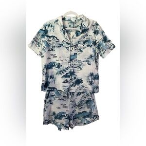 Cynthia Rowley Blue and White Button Down Shirt